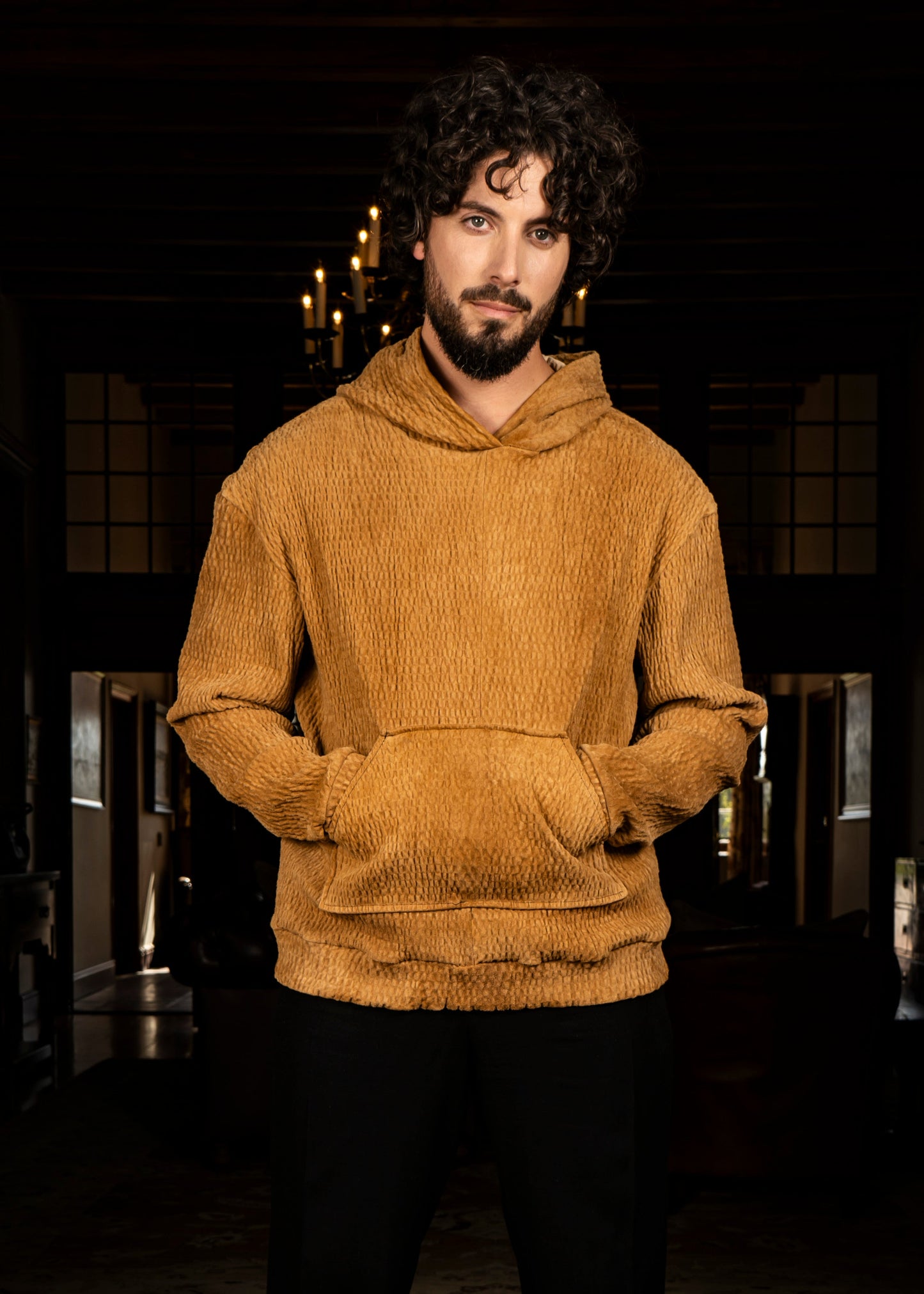 Real Leather Hoody