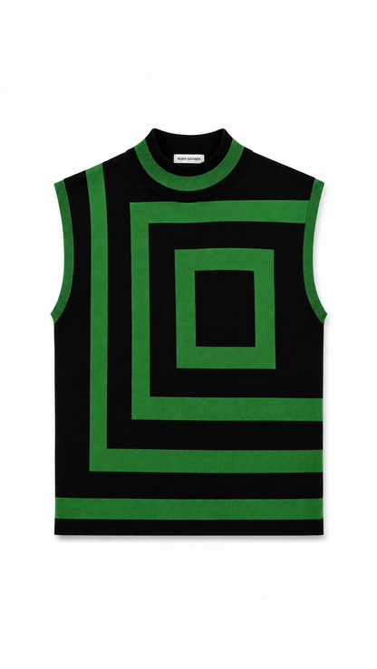 Geo Green Knit Polo