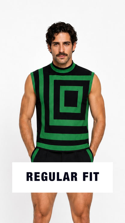 Geo Green Knit Polo